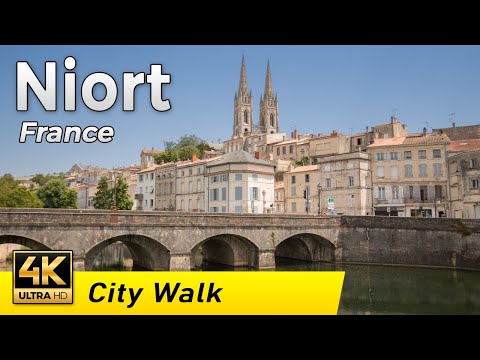 Niort, France - The pleasant town of Poitou | Walking Tour 4k (4k UHD & 60 fps)