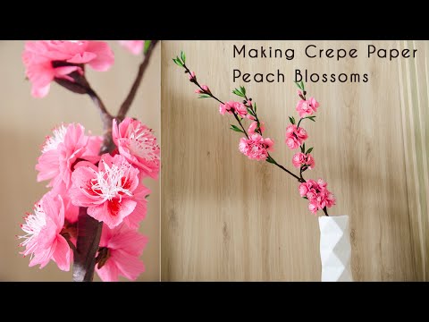 Crepe paper flowers: how to make peach blossom flower easy - TA Diy ideas