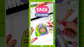 90s Nostalgia 💚 Coloring #polaroidcamera #boldandeasycoloringbook #coloring #hobby #coloringbook