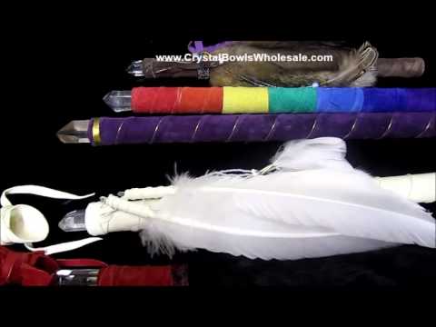 Shaman Wand with Crystal, Rabbit Fur, Turkey Feathers & Swan Feathers