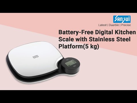 SANSUI Digital Kitchen Scale | Battery Free - Rotating Knob - (5 Kg, Stainless Steel)