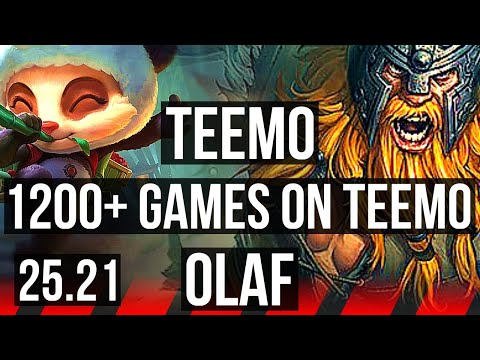 TEEMO vs OLAF (TOP) | 1200+ games | KR Diamond | 25.21