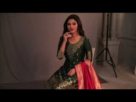 Woven Maroon Nivah Fashion Omen's Banarasi Silk Ready To Wear Salwar Suit Set-G81