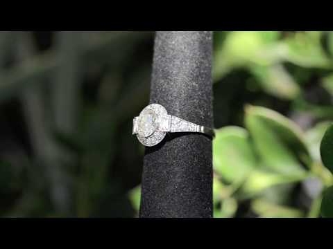 Natural Lighting Transitional Round Brilliant Diamond Baguette Platinum Art Deco Engagement Ring