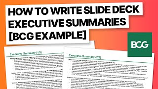 How To Write Killer Executive Summaries For Your Slide Deck [BCG Example]