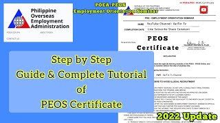 POEA Pre-Employment Orientation Seminar | PEOS Certificate Online 2022