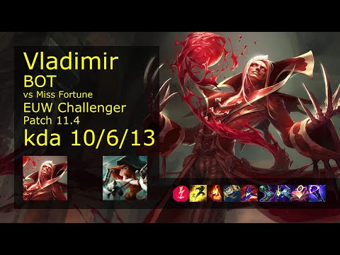 Vladimir Bot & Pyke vs Miss Fortune & Bard - EUW Challenger 10/6/13 Patch 11.4 Gameplay