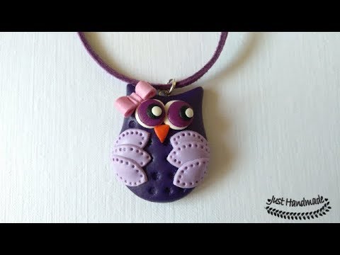 ~JustHandmade~ How to make a polymer clay cute OWL Pendant  - tutorial / DIY