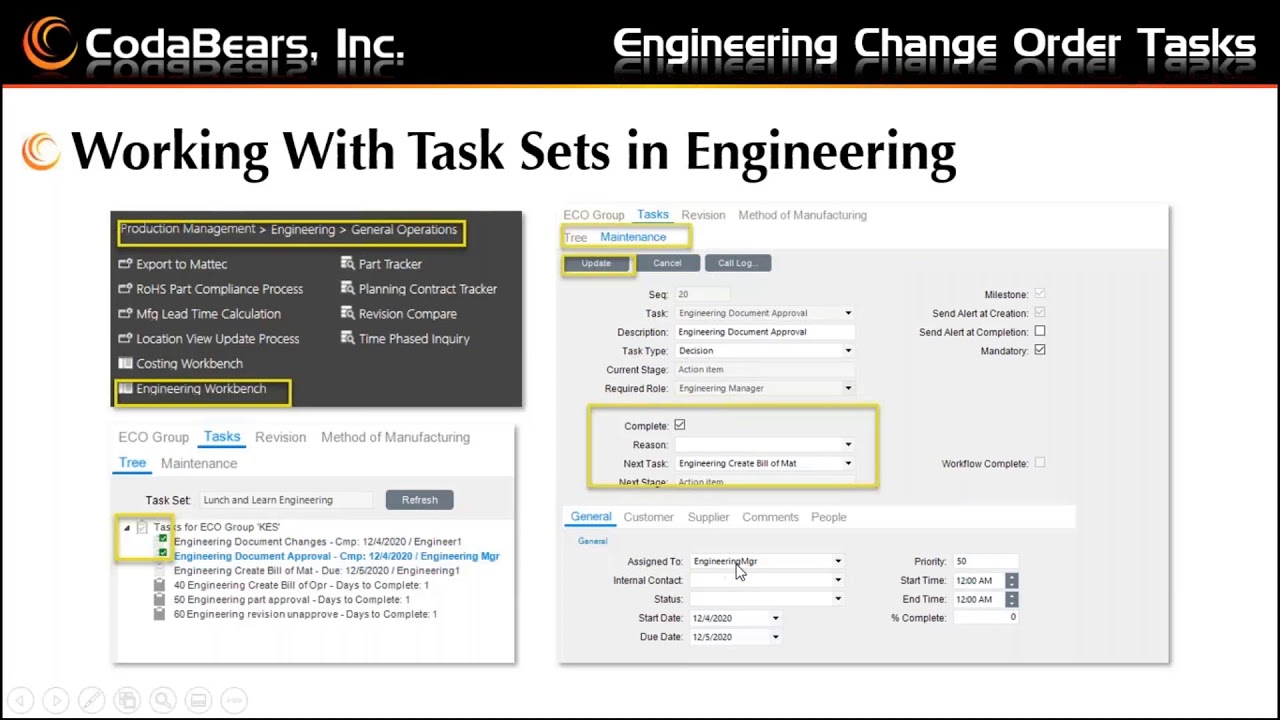 Engineering Change Order Tasks