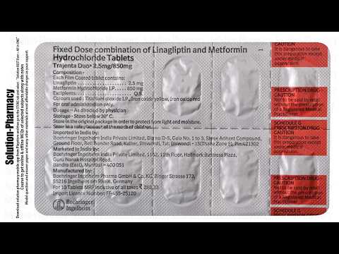 Trajenta duo 2.5mg/500mg tablet, packaging size: 10 tablets,...