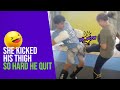 12 Year Old Girl Kicked a 16 Year Old Thigh So Bad He Quit
