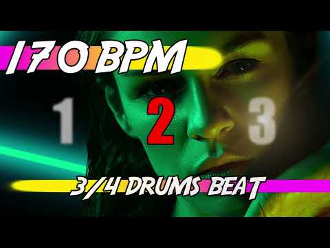 ✅ 170 BPM - 3/4 Drums Beat 🥁 Ten minutes of backing track