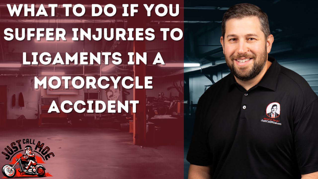 What should I do if I suffer ligament injuries in a motorcycle accident?