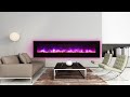 Amantii 88 Inch Wall or Flush Mount Smart Electric Fireplace with Glass Surround