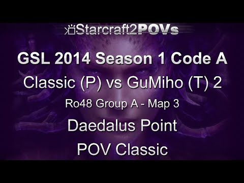 SC2 HotS - GSL 2014 S1 Code A - Classic vs GuMiho 2 - Ro48 Group A - Map 3 - DaedalusPoint - Classic