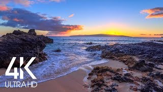 8 HOURS of Fascinating Sunset over the Tropical Beach with Calming Waves Sounds (4K UHD)