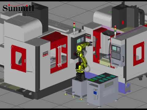 Sunmill Automation Simulation JHV-550 + JHV-800 V.S. Fanuc Robot ｜自動化模擬｜晶禧科技雙機台搭配發那科機械手臂