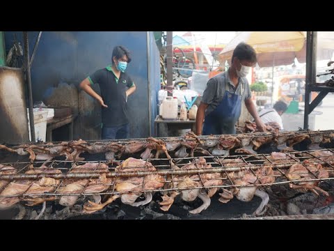 Amazing Man Grill Ducks Selling on The Street - Evening Street Food @Camko City - Roast Ducks Recipe