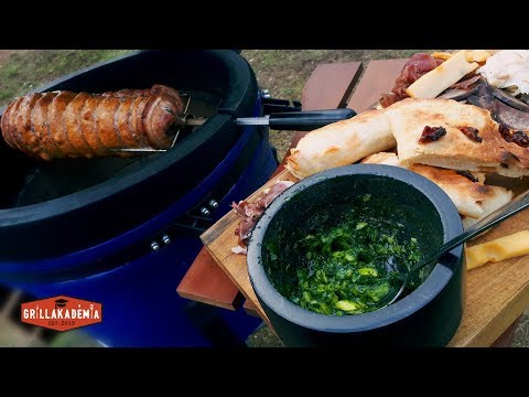 Göngyölt hasaalja babraguval és kemencés lepénykenyér