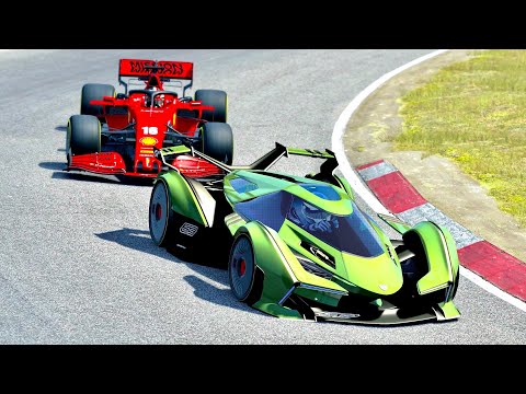 Ferrari F1 2020 vs Lamborghini V12 Vision GT at Zandvoort