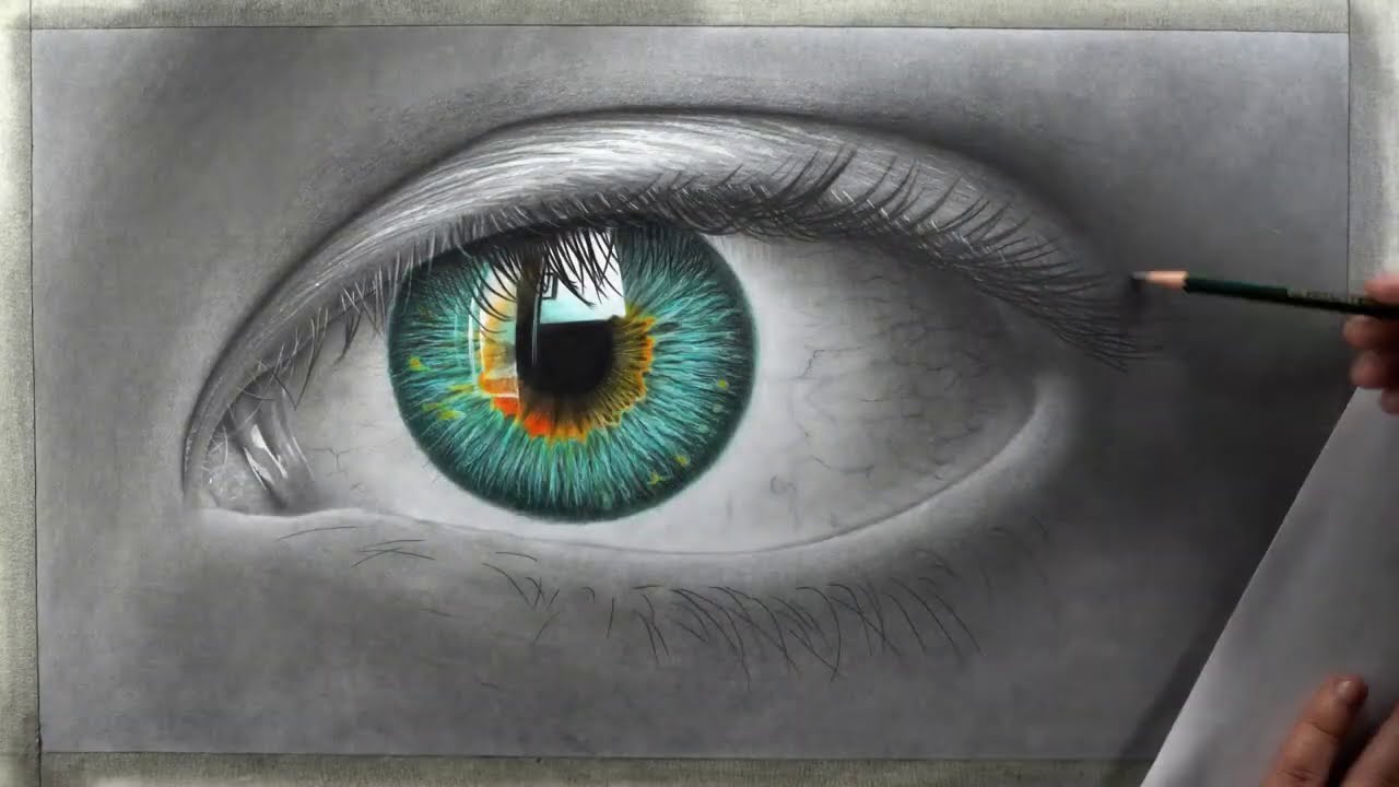 how to draw hyper realistic eye  tutorial for beginners by ali haider