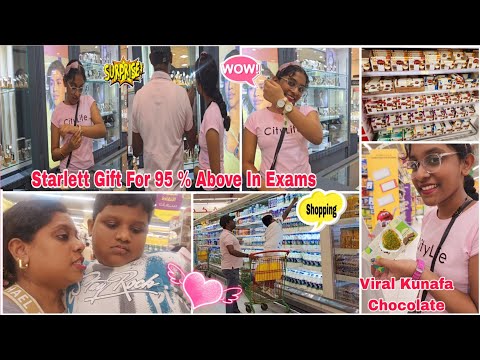 Starlett Got Surprise Gift For Getting 95% Above In Exams🤩Found The Viral KUNAFA Chocolate😊🍫