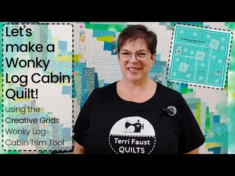 Sew a Wonky Log Cabin Quilt with the Creative Grids 10" Wonky Log Cabin Trim Tool - Use your scraps!