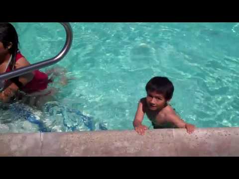 Learning how to swim! DJ and Cousin at the Pool!