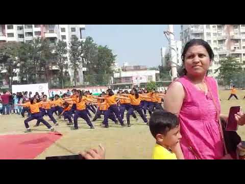 Aarohee in 3rd std Yoga drill at sports day