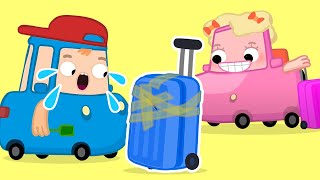 Rachaduras na mala! Desenho animado infantil da Família Wheelzy. Desenhos animados em português