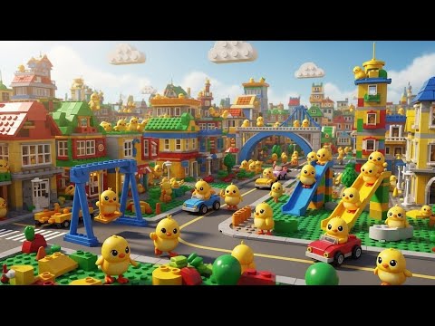 Chick City LEGO Toy Train 🚆🐥 | 3D Cartoon Kids Poem | Fun Toy Train Animation