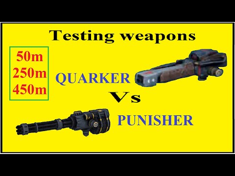 Quarker vs Punisher energy vs regular machine guns war robots test server