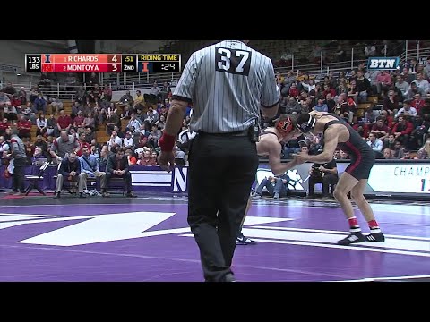 Big Ten Rewind: 2017 Wrestling - 133 LBs - Illinois' Zane Richards vs. Nebraska's Eric Montoya