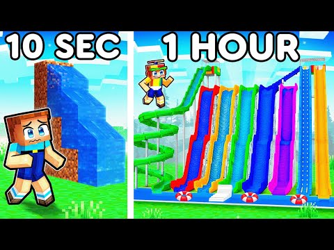 10 Second vs 1 Hour WATERPARK Build Challenge...