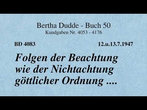 BD 4083 - FOLGEN DER BEACHTUNG WIE DER NICHTACHTUNG GÖTTLICHER ORDNUNG ....