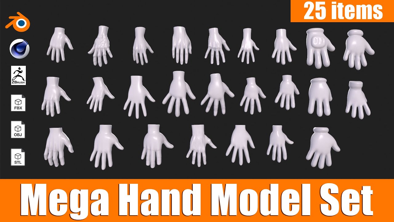 3D Hand Model Collection for Character Design 3D Model
