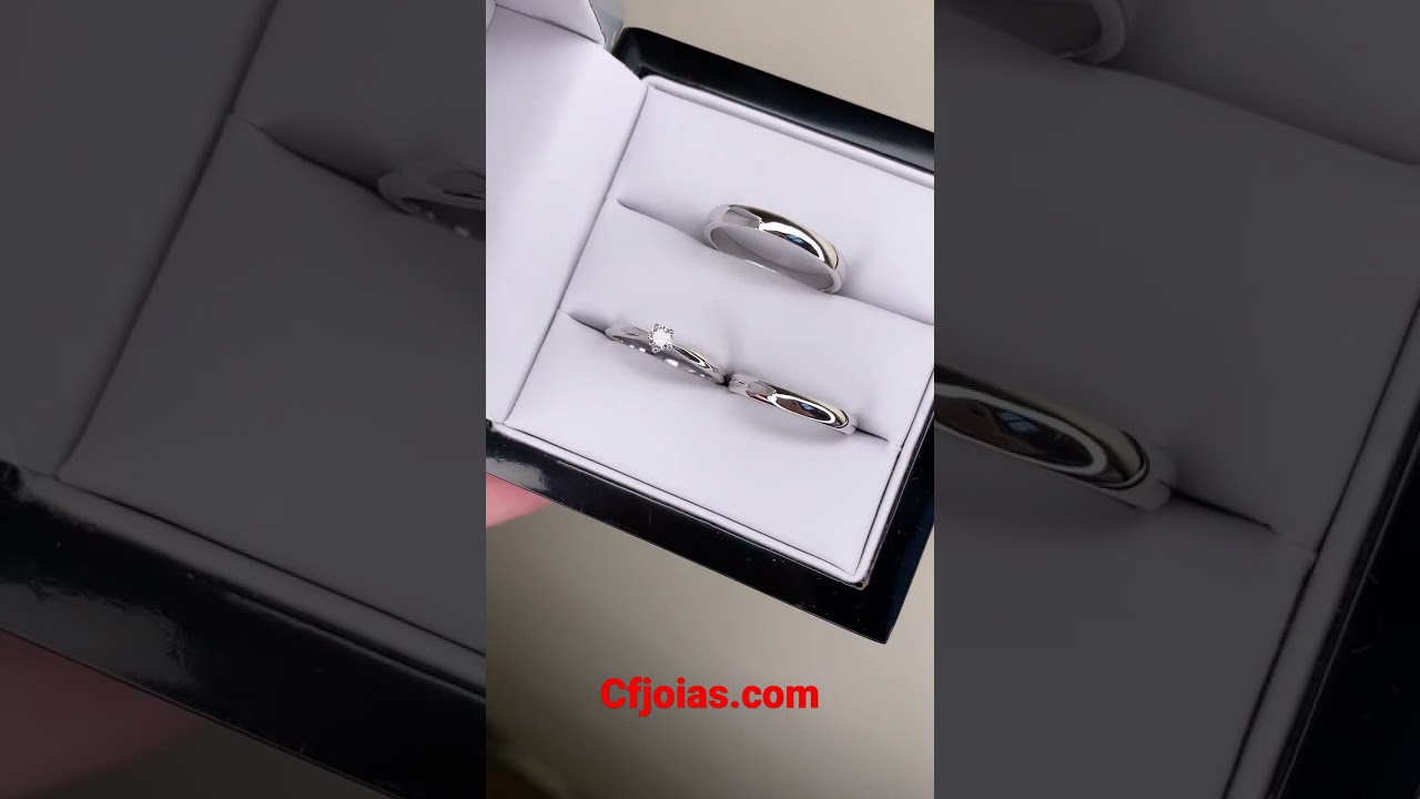 Aliança Tradicional De Prata Com Anel Solitário