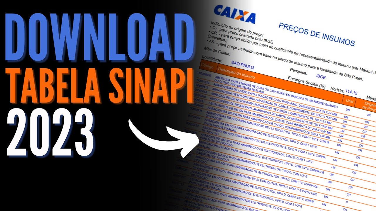 APRENDA BAIXAR A TABELA SINAPI 2023 | ORÇAMENTO DE OBRAS