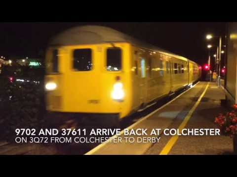 Network Rail 9702 and Ex-DRS 37611 pass Colchester on 3Q72