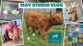 🐄🦌 STUDIO VLOG #52 // Highland cows up close, felted chicken, 2D Felts, cutest deer ever and more!🌻✨