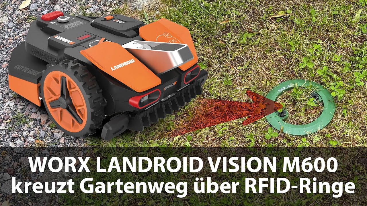 Mähroboter WORX Landroid Vision M600 wechselt von Zone 2 zurück in Zone 1 und fährt zur Ladestation.