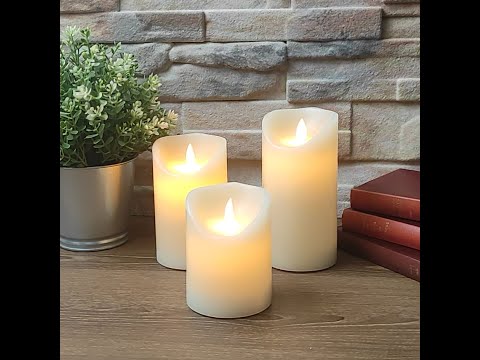 Trio de grosses bougies led flamme vacillantes - couleur naturel