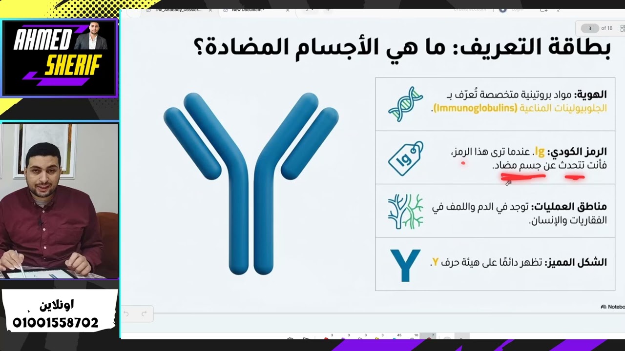 شرح الاجسام المضادة احياء تالتة ثانوي