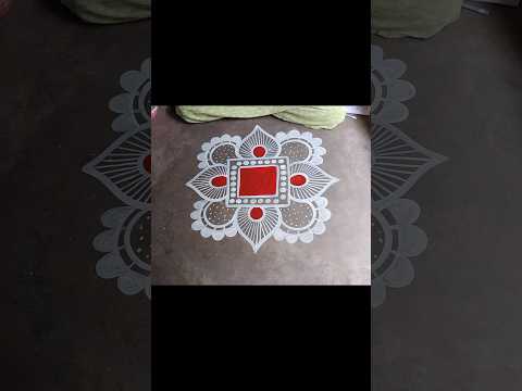 Beautiful square alpona design / Square Rangoli design for beginners / Unique square rangoli design