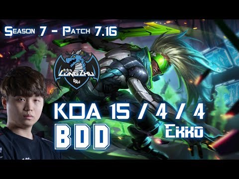 LZ BDD EKKO vs GRAGAS Mid - Patch 7.16 KR Ranked