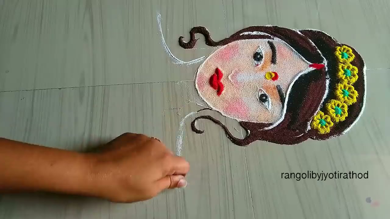 portrait rangoli design for karva chauth by jyothi rathod