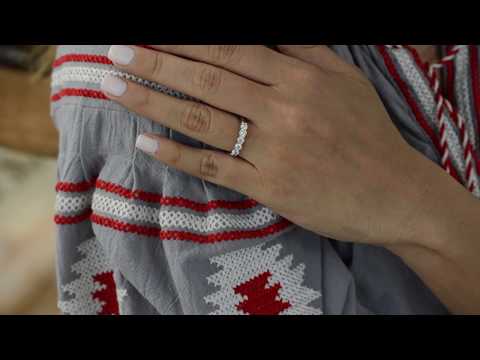 0.75 Ct. Five Stone Shared Prong with Designed Profile Wedding Ring - TwoBirch TB-WR-0088-WG-J