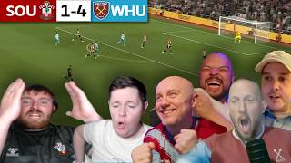 SOUTHAMPTON FANS FURIOUS 😡 WEST HAM FANS GO WILD AFTER 4-1 AWAY WIN! | EFL CUP R2