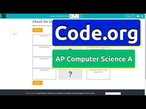 Code.org Lesson 5.2 Selection Sort | Tutorials with Answers | Unit 8 CSA