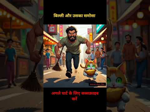 बिल्ली और उसका समोसा।। #cat #catvideos #catvideos #cats #aivideo #animation #cartoonvideo #cartoon
